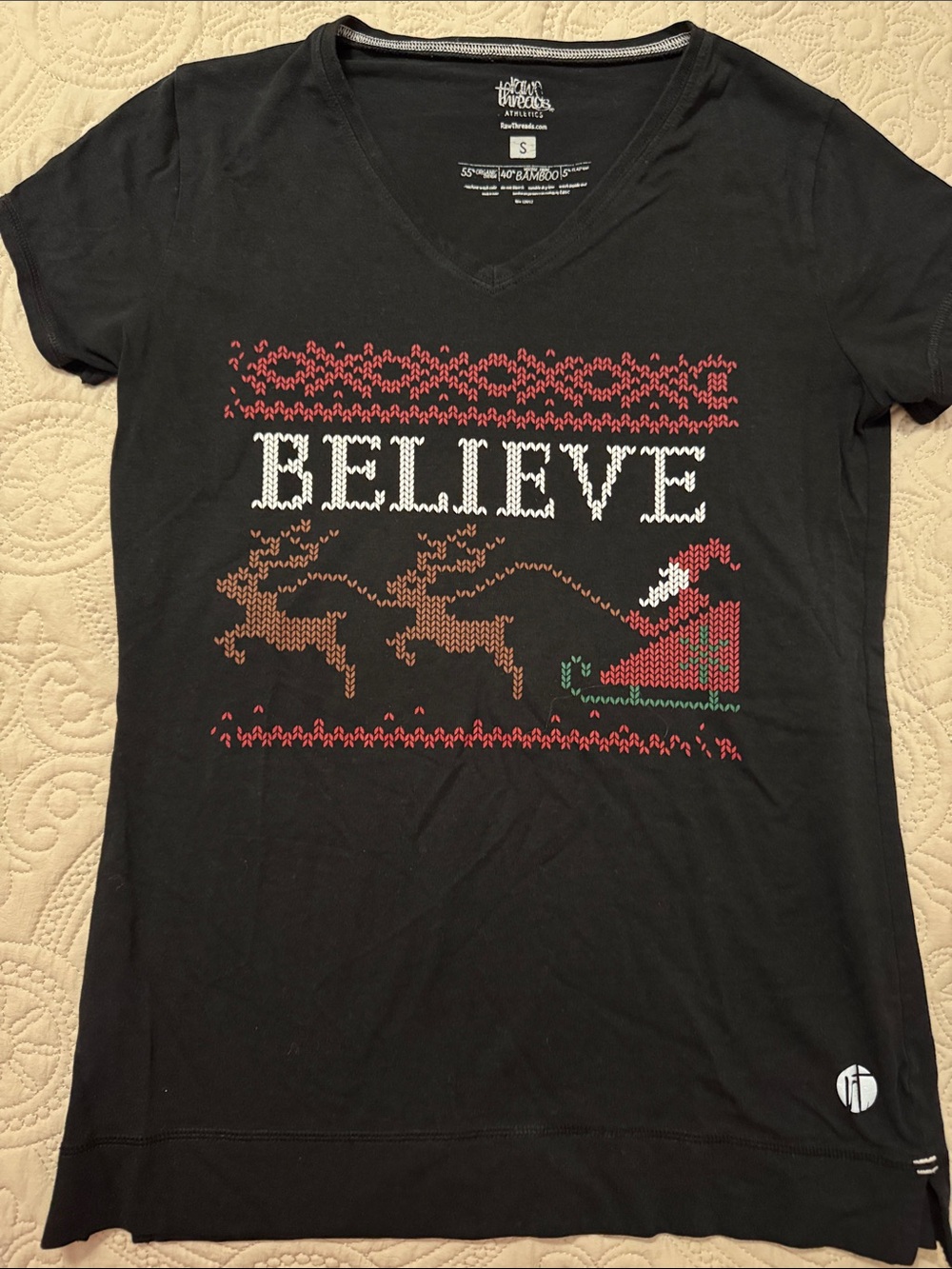 Raw Threads Believe V-Neck Graphic Tee - Black